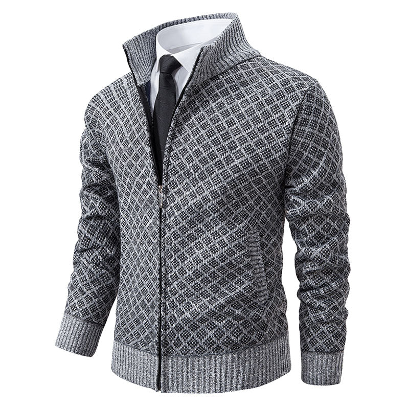 Herrenpullover aus Strick – Eleganter Pullover mit Reißverschluss und klassischem Muster