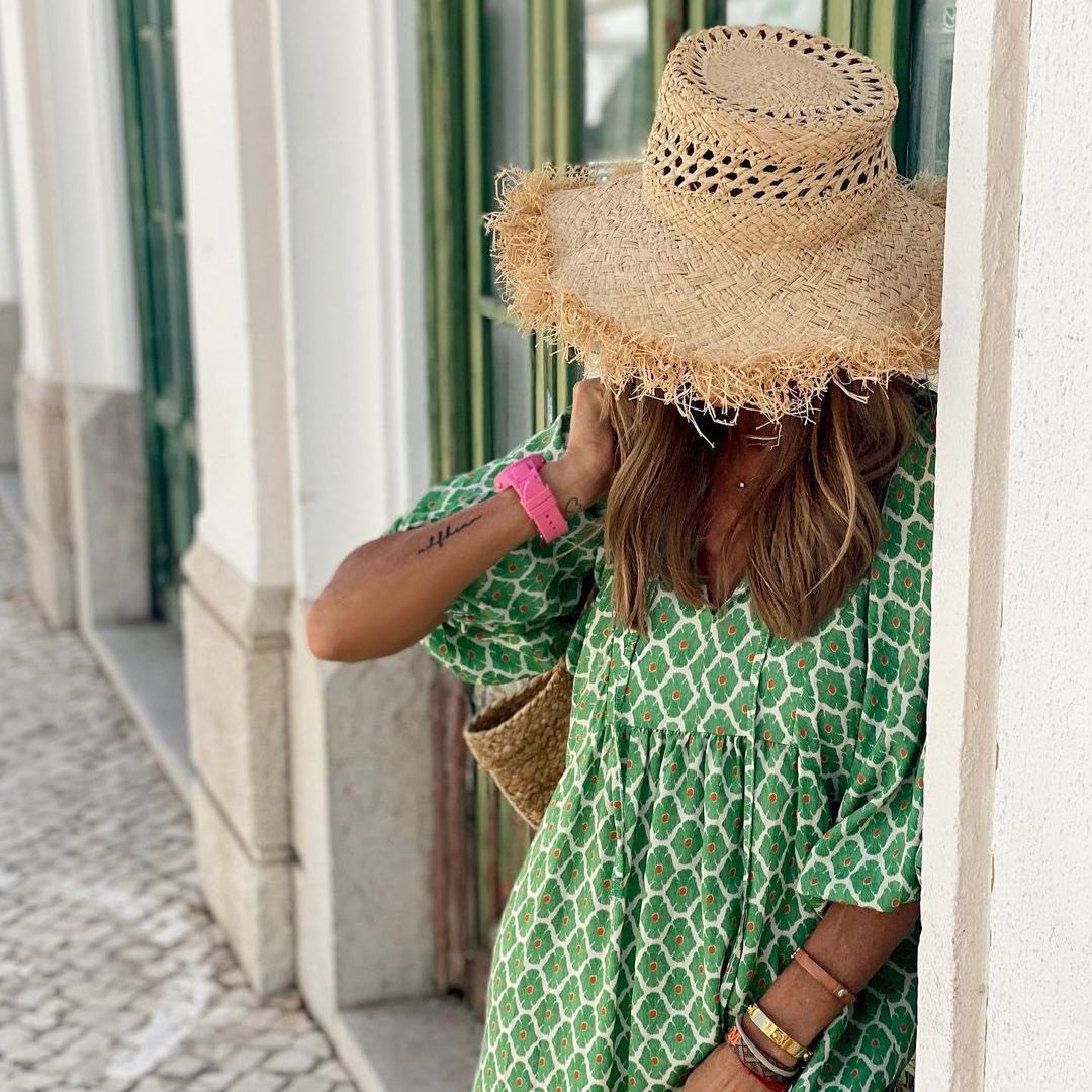 Robe longue verte pour femme – Maxi robe d'été en tissu léger