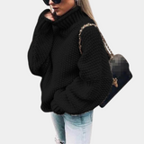 Pull Femme Chaud à Col Montant et Manches Longues