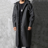 Long imperméable homme avec capuche – Noir, coupe-vent et imperméable