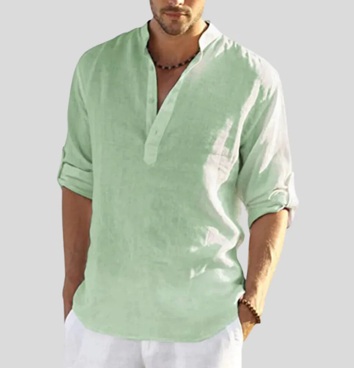 Chemise Élégante en Lin pour Homme avec Col