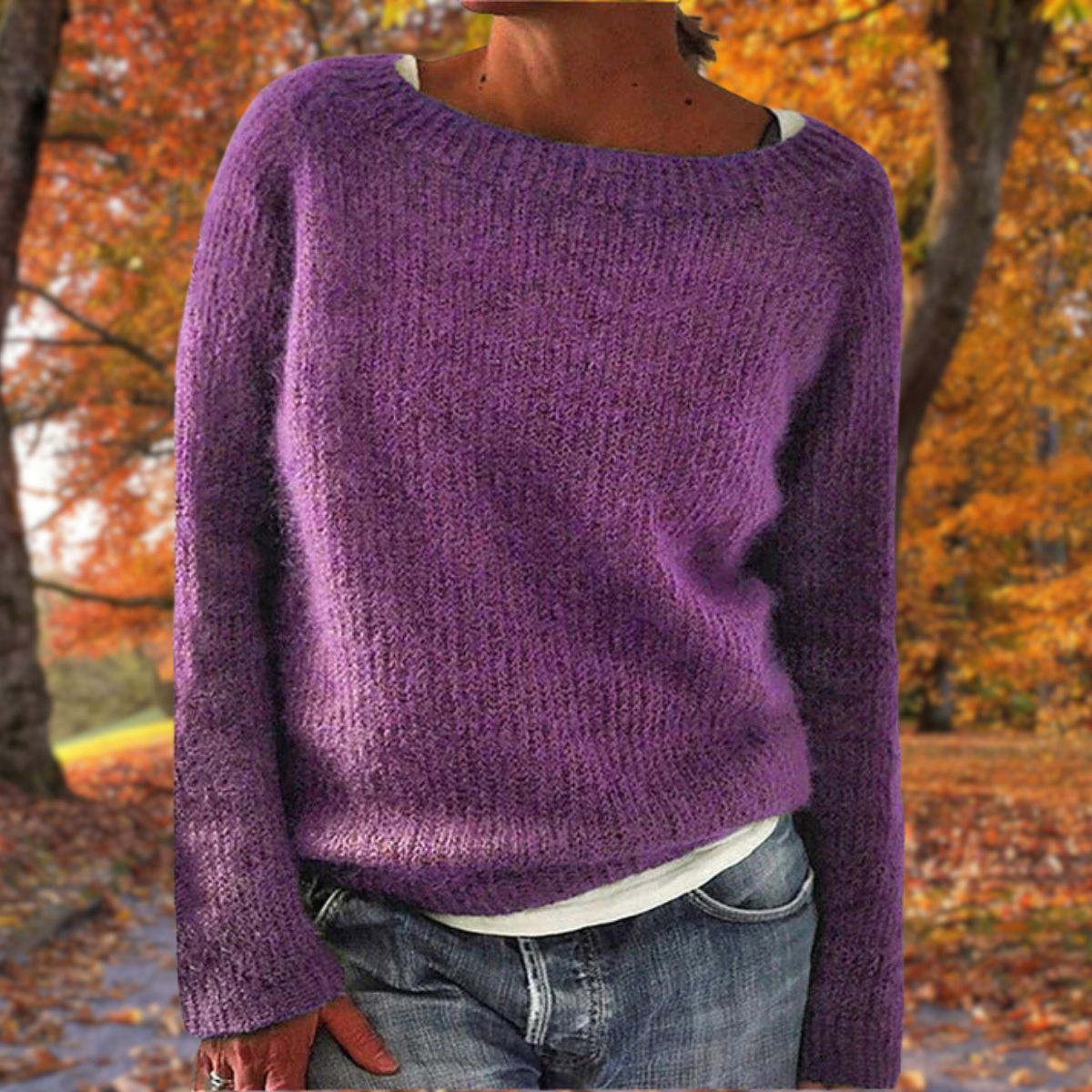 Weicher Herbstpullover aus Strick für Damen – Bequeme Weite Passform