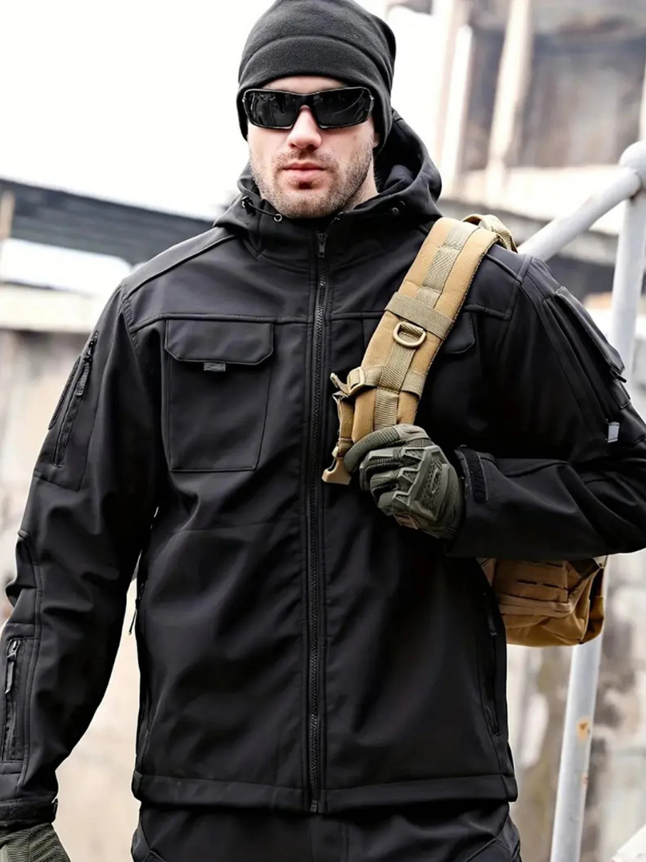 Outdoor-Taktikjacke Herren – Funktionelle Jacke mit Kapuze und Taschen
