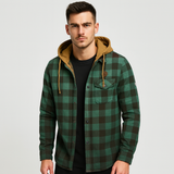 Plaid Shirt Jacket for Men with Hood – Warm and Stylish Design