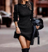Robe d'Hiver Tricotée à Manches Longues pour Femmes