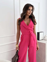 Damen-Overall mit V-Ausschnitt und Gürtel Eleganz