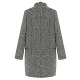 Damenmantel – Klassische Jacke mit Chevron-Muster und weichem Futter
