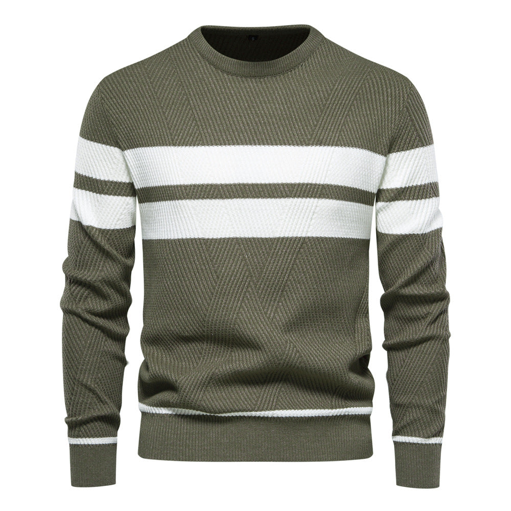 Men's striped sweater – Modern round neck knit sweater