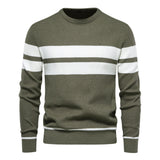 Men's striped sweater – Modern round neck knit sweater