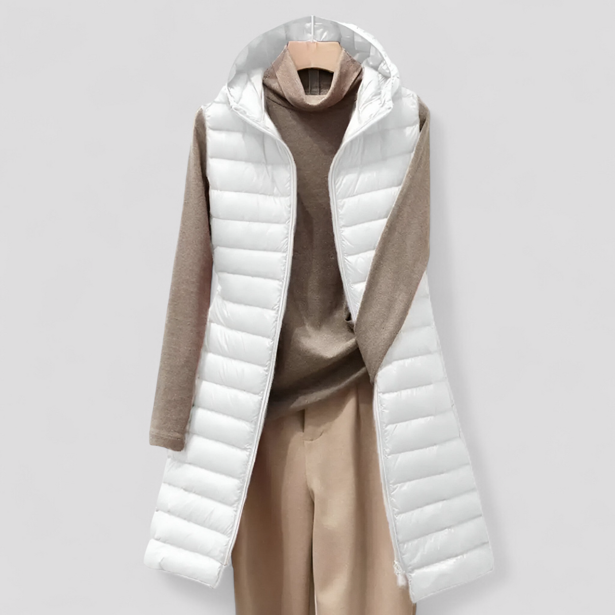 Langer Ärmelloser Damenweste Stepp – Elegantes Winterdesign