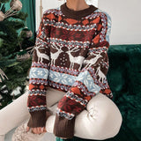 Weihnachts-Pullover Damen – Warmer Strickpullover mit Wintermotiv