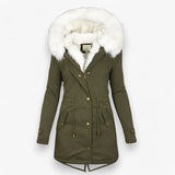 Luxus-Wintermantel für Damen – Elegante Jacke mit großer Kapuze