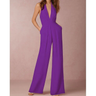 Damen-Overall ohne Ärmel mit tiefem V-Ausschnitt und Palazzo-Hose