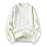 Sweter męski z fakturowanym wzorem – nowoczesny sweter z dzianiny z okrągłym dekoltem