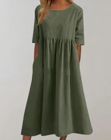 Leichtes Sommerkleid mit Taschen und raffinierter Taille