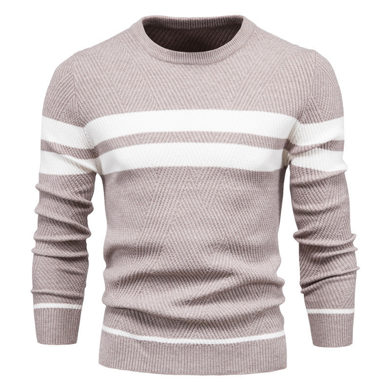 Men's striped sweater – Modern round neck knit sweater