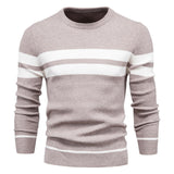 Men's striped sweater – Modern round neck knit sweater