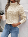 Damen Rollkragenpullover aus Zopfmuster-Strick - Winterwärme