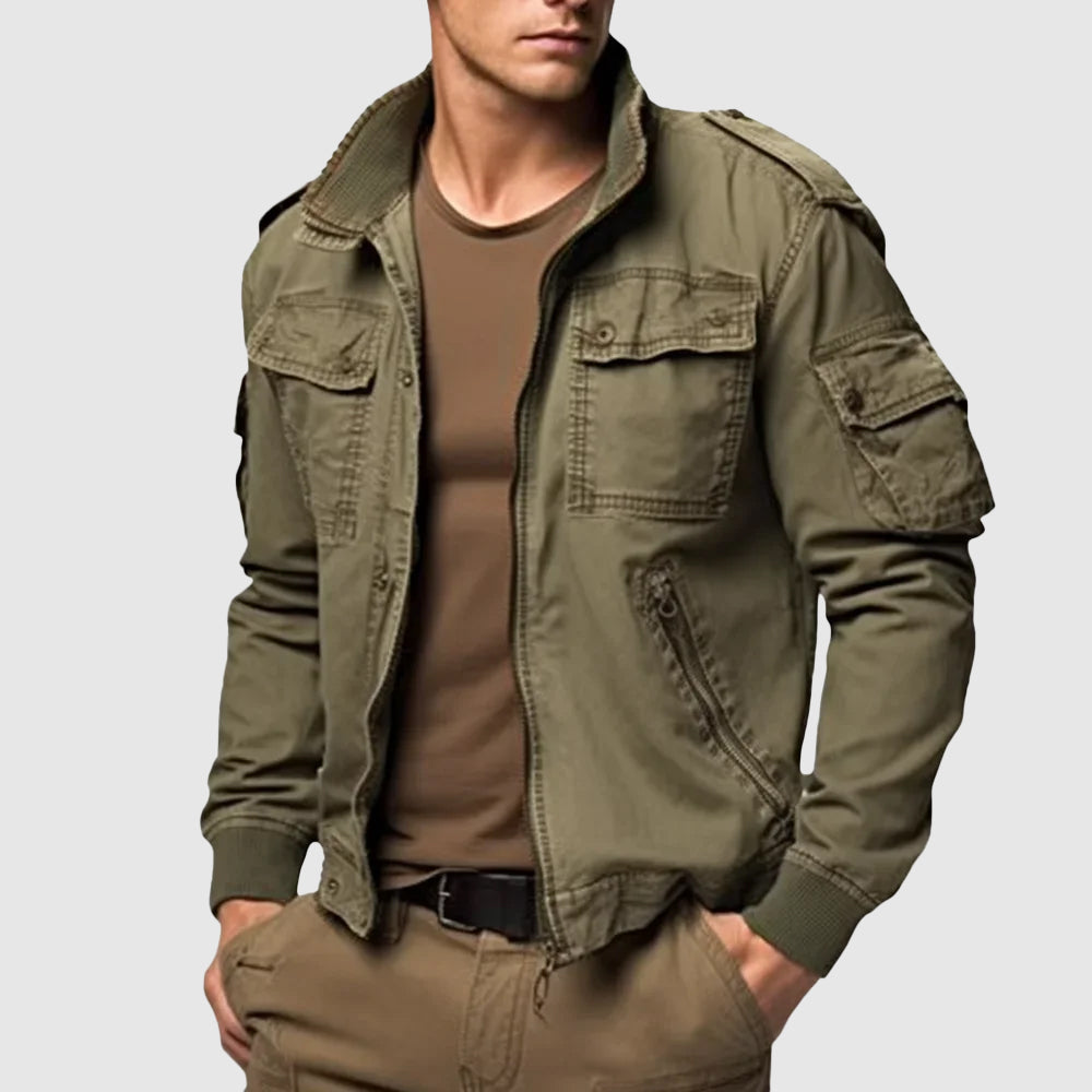 Veste Homme Style Militaire avec Poches Multiples