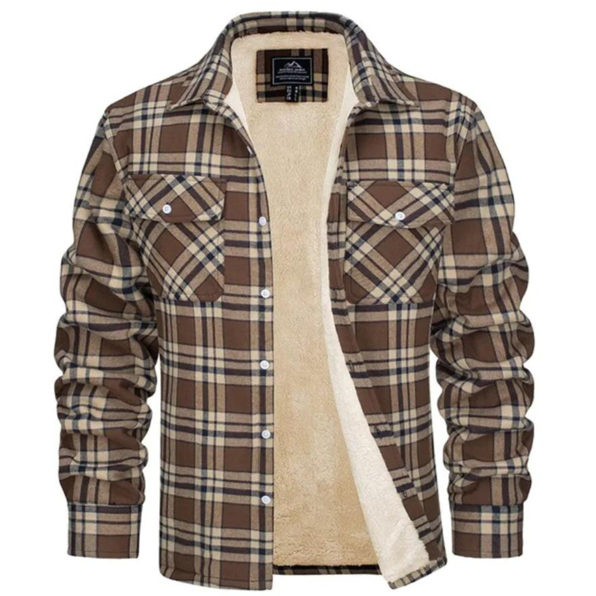 Herrenkarierte Jacke mit Fleecefutter – warmer Wintermantel für den täglichen Gebrauch