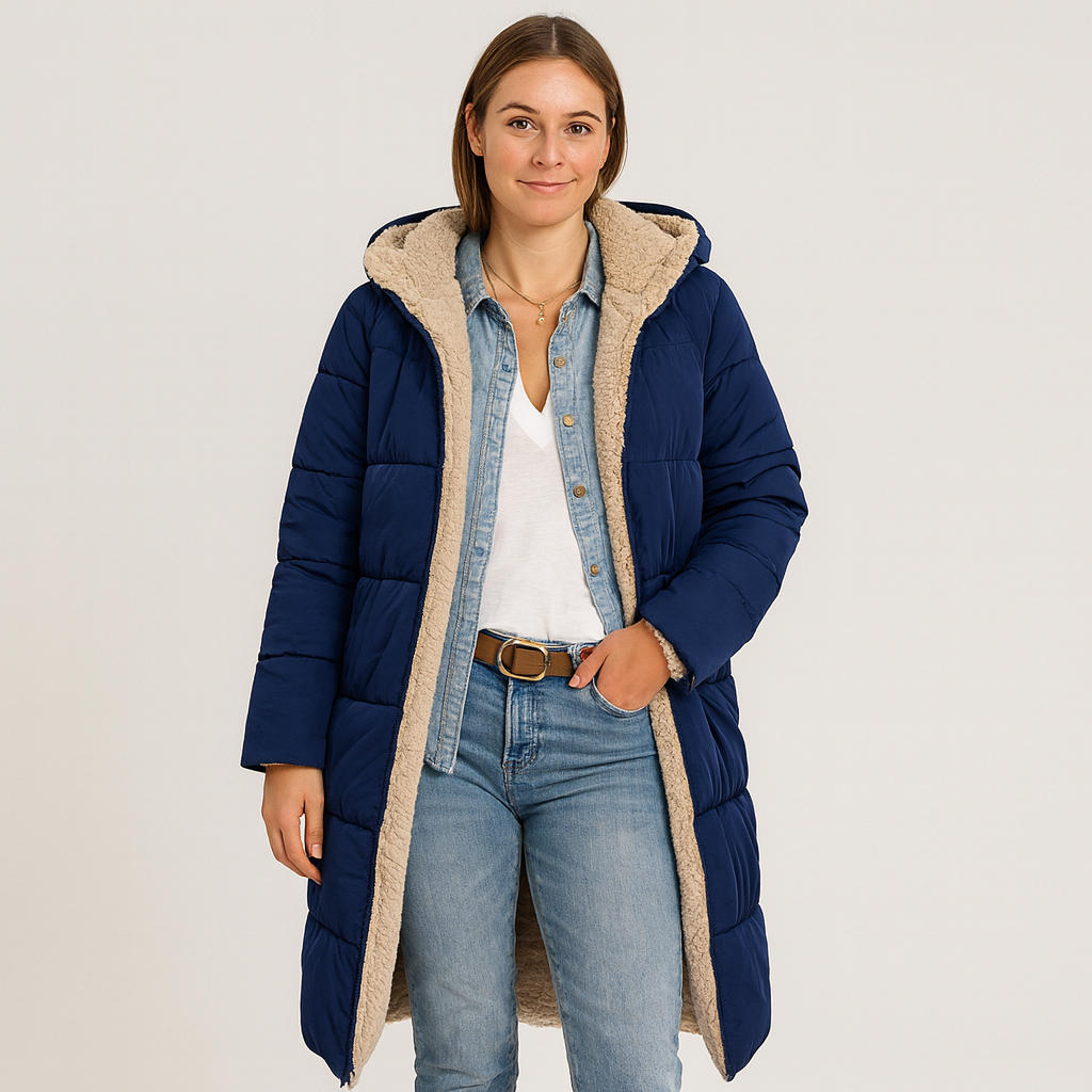 Manteau d’Hiver Long Femme avec Capuche – Chaud, Doux et Élégant