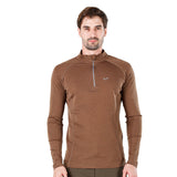 Langarm-T-Shirt aus 100% Merinowolle mit ¼-Reißverschluss