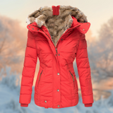 Damen Wintermantel – Warme Jacke mit luxuriösem Pelzkragen und Kapuze