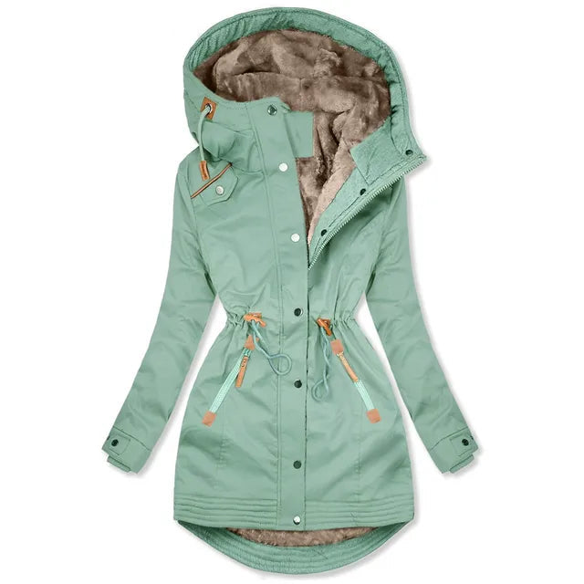 Damen-Wintermantel – Warmer Parka mit Fleece-Futter und Kapuze