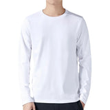 T-shirt à manches longues pour hommes en coton respirant avec col rond