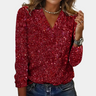 Top Pailleté Femme avec Sequins et Col en V