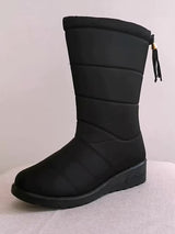 Bottes d’hiver femme doublées – Bottes chaudes antidérapantes avec cordon de serrage