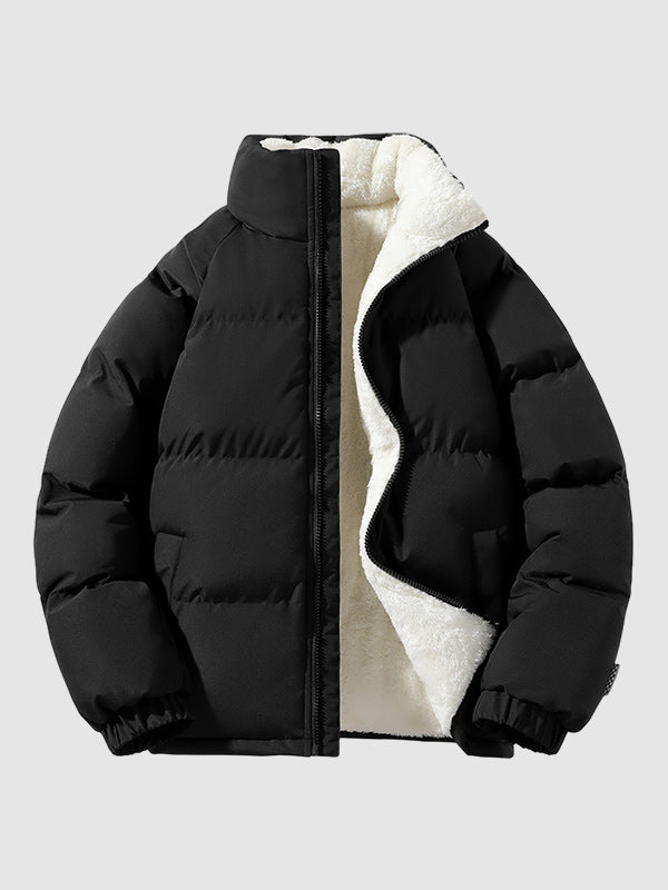 Gepolsterte Herren-Winterjacke – Warmer Mantel mit Stehkragen und Futter