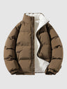 Gepolsterte Herren-Winterjacke – Warmer Mantel mit Stehkragen und Futter