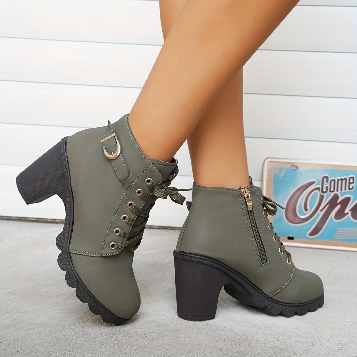 Women's Lace-Up Boots – Trendy Ankle Boots with Non-Slip Sole