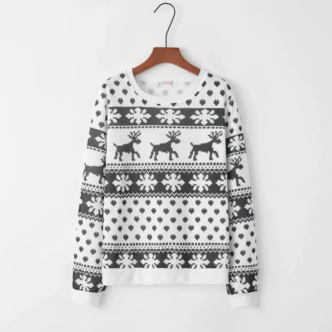 Women's Christmas Sweater – Classic Winter Sweater with Reindeer & Snowflakes