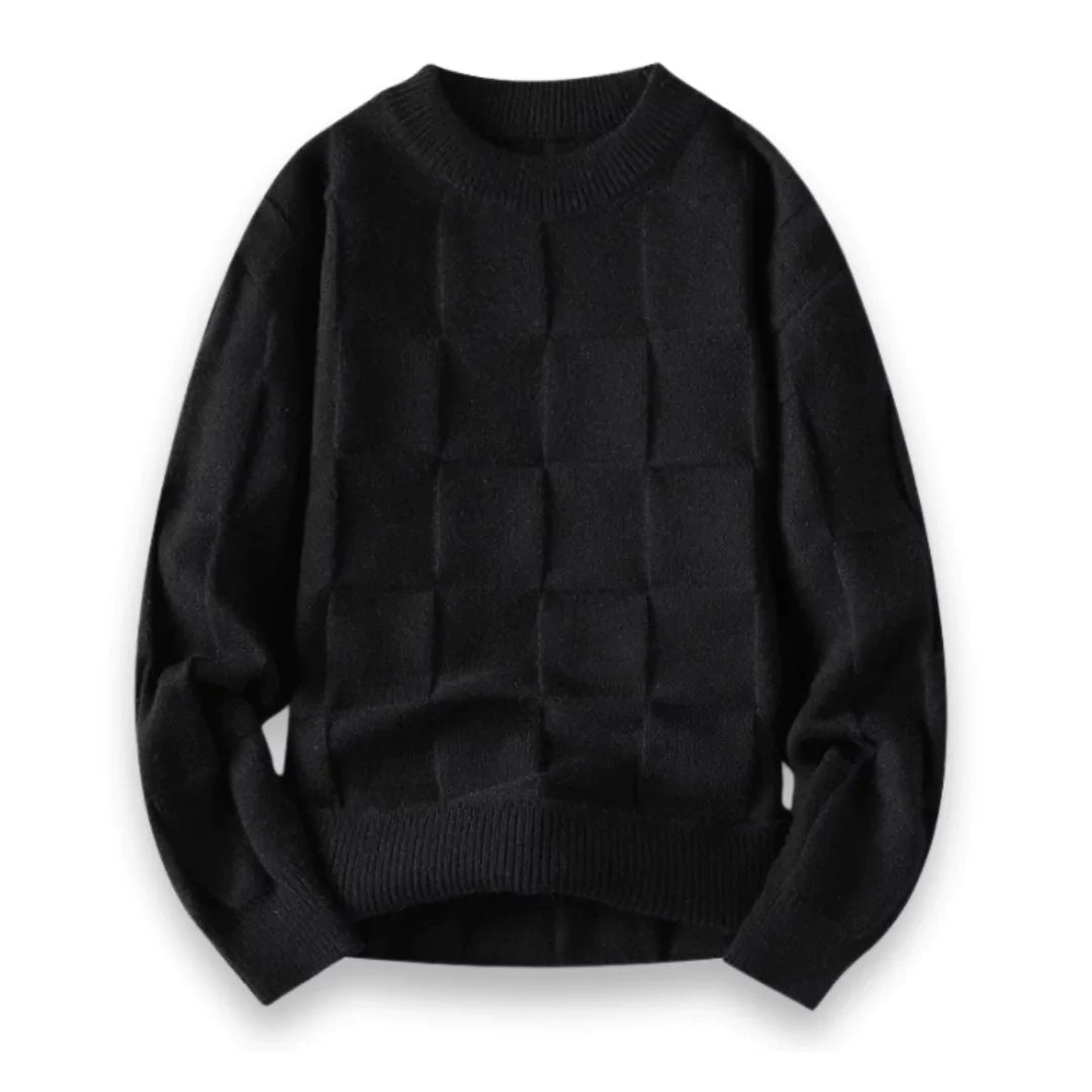 Sweter męski z fakturowanym wzorem – nowoczesny sweter z dzianiny z okrągłym dekoltem
