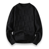 Sweter męski z fakturowanym wzorem – nowoczesny sweter z dzianiny z okrągłym dekoltem