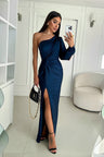 Elegantes Ein-Schulter-Kleid mit asymmetrischen Linien und drapiertem Akzent