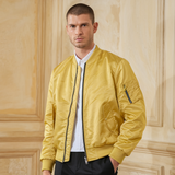 Herren Bomberjacke – Elegante glänzende Jacke mit Reißverschluss und Taschen