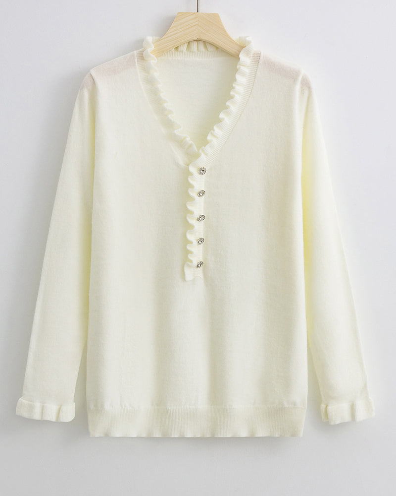 Eleganter Strickpullover mit Knöpfen und Komfort