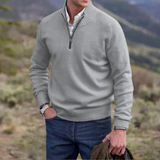Luxury men's pullover with quarter zip and stand-up collar – elegant and comfortable