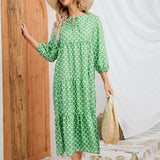 Robe longue verte pour femme – Maxi robe d'été en tissu léger