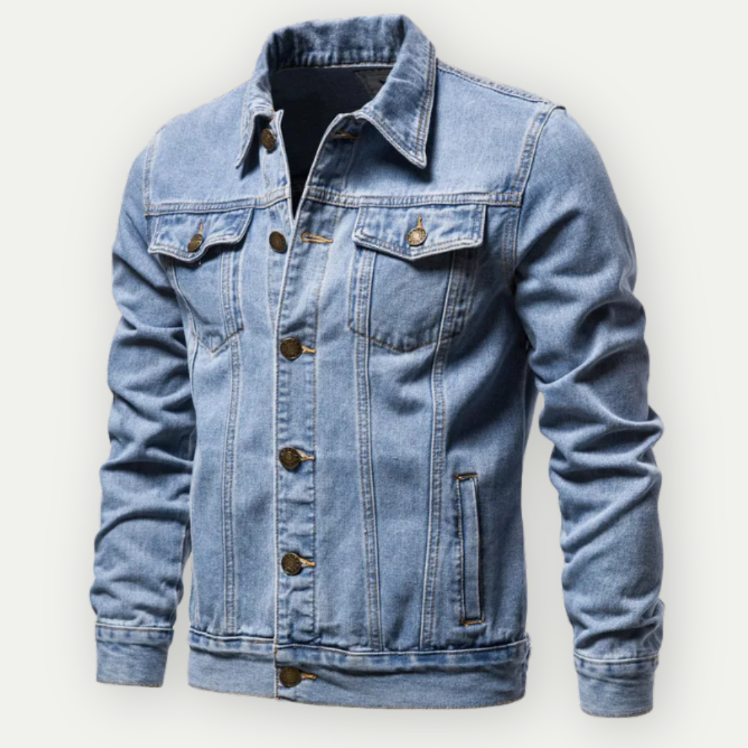 Kurtka Trucker z denimu dla mężczyzn z regulowanym pasem