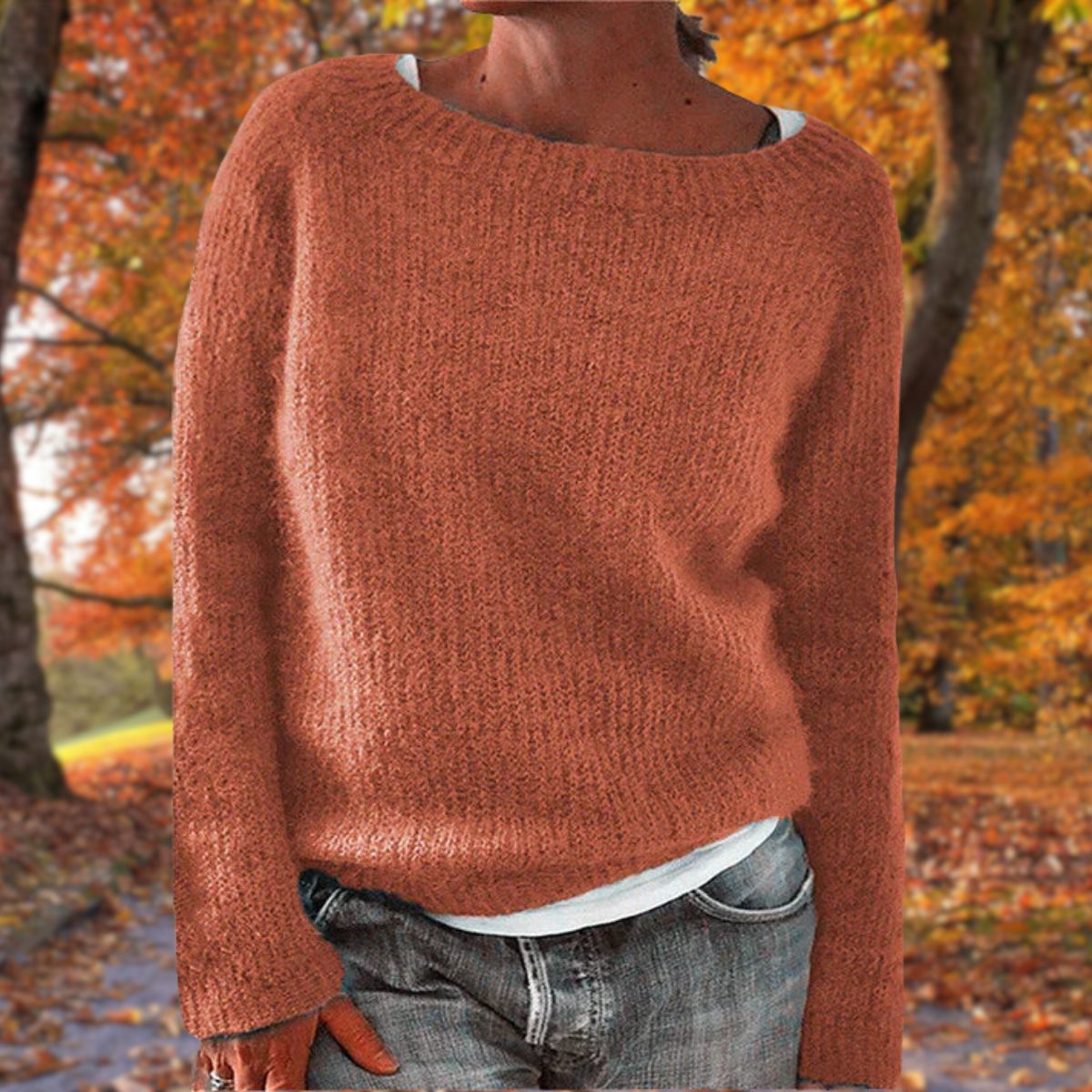 Weicher Herbstpullover aus Strick für Damen – Bequeme Weite Passform