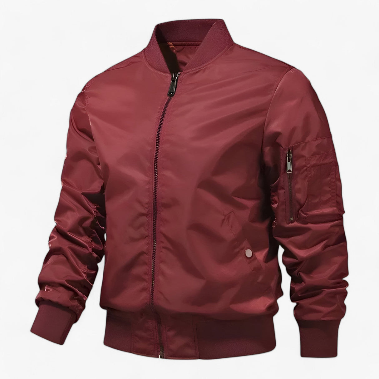 Herren Bomberjacke – Elegante glänzende Jacke mit Reißverschluss und Taschen
