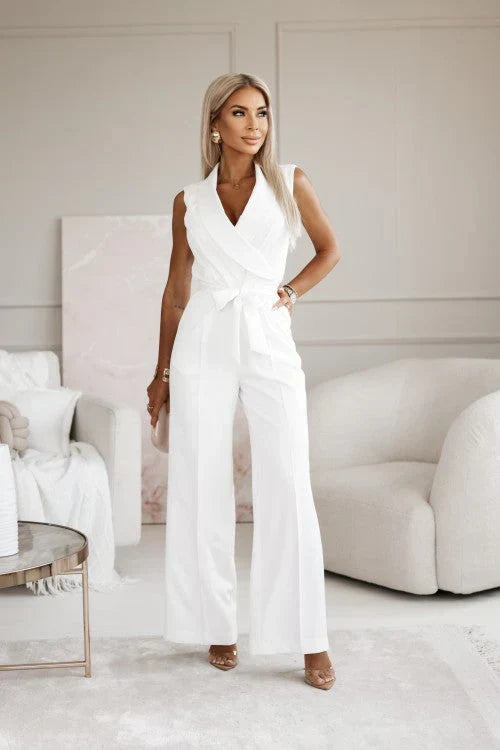 Damen-Overall mit V-Ausschnitt und Gürtel Eleganz