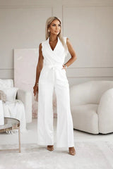Damen-Overall mit V-Ausschnitt und Gürtel Eleganz