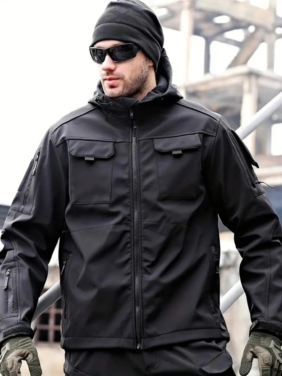 Outdoor-Taktikjacke Herren – Funktionelle Jacke mit Kapuze und Taschen