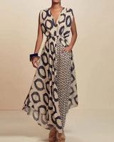 Zweiteiliges ärmelloses Set mit Print und hoher Taille