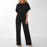Eleganter Overall mit ausgestellten Beinen und geschnürter Taille